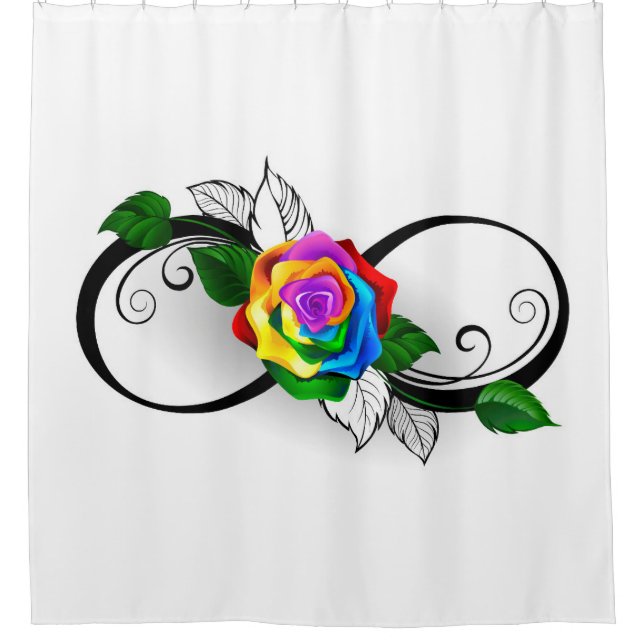 Infinity Symbol with Rainbow Rose Shower Curtain (Front)