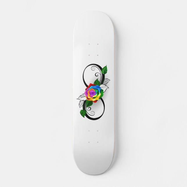 Infinity Symbol with Rainbow Rose Skateboard (Front)