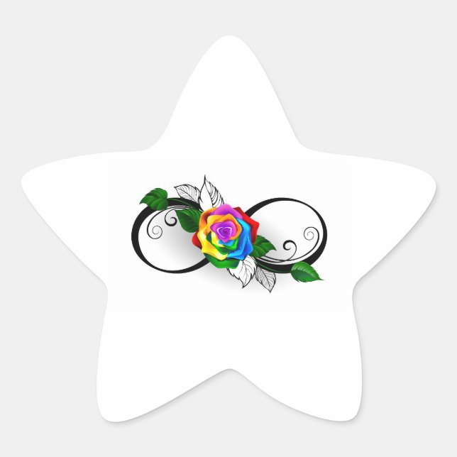 Infinity Symbol with Rainbow Rose Star Sticker (Front)