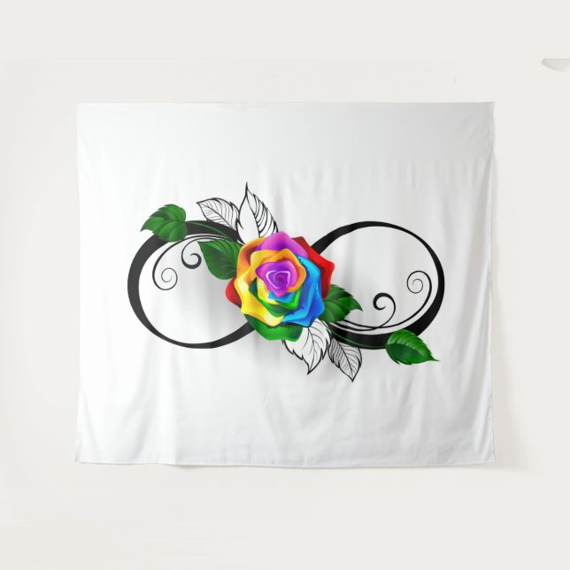 Infinity Symbol with Rainbow Rose Tapestry (Front (Horizontal))