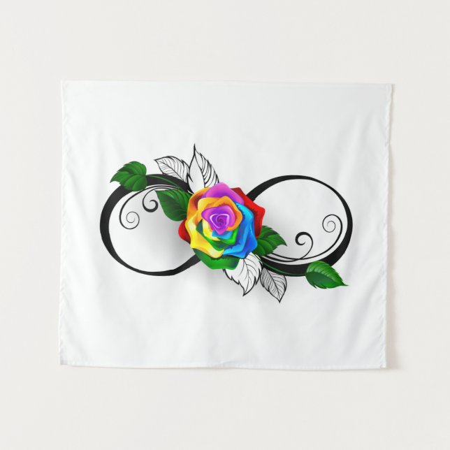 Infinity Symbol with Rainbow Rose Tapestry (Front (Horizontal))