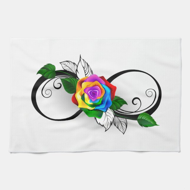 Infinity Symbol with Rainbow Rose Tea Towel (Horizontal)