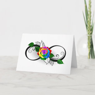 Infinity Symbol with Rainbow Rose Thank You Card