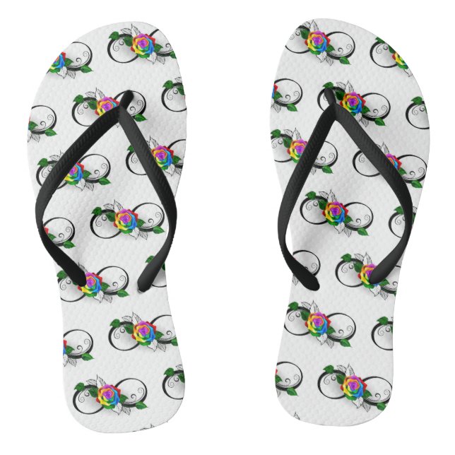 Infinity Symbol with Rainbow Rose Thongs (Footbed)