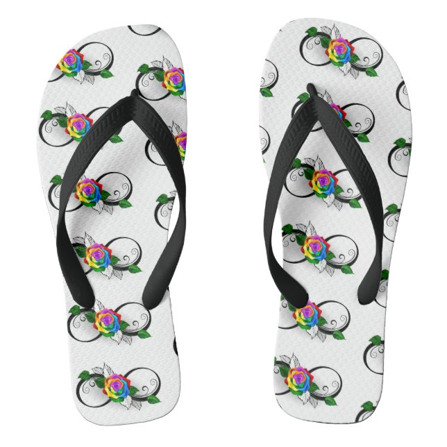 Infinity Symbol with Rainbow Rose Thongs (Footbed)