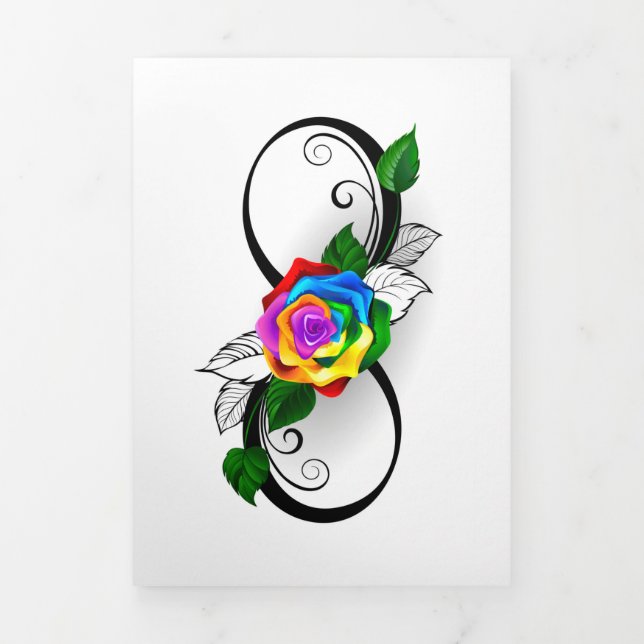 Infinity Symbol with Rainbow Rose Tri-Fold Announcement (Cover)