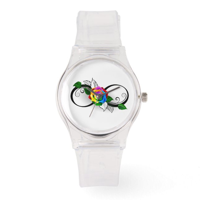 Infinity Symbol with Rainbow Rose Watch (Front)