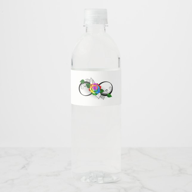 Infinity Symbol with Rainbow Rose Water Bottle Label (Front)