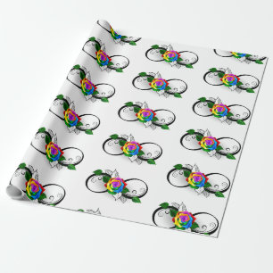 Infinity Symbol with Rainbow Rose Wrapping Paper