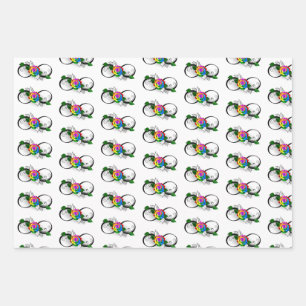 Infinity Symbol with Rainbow Rose Wrapping Paper Sheet