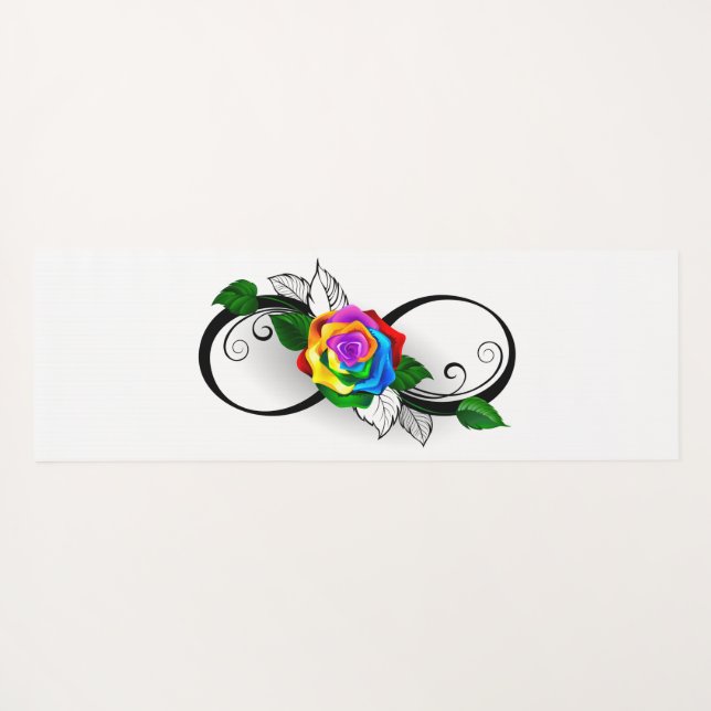 Infinity Symbol with Rainbow Rose Yoga Mat (Back (Horizontal))