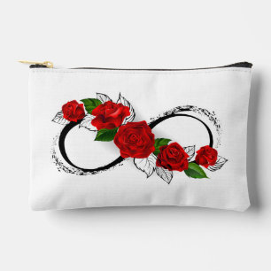 Infinity Symbol with Red Roses Accessory Pouch