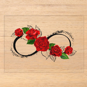 Infinity Symbol with Red Roses Acrylic Invitations