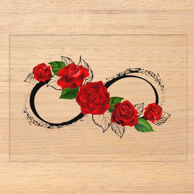 Infinity Symbol with Red Roses Acrylic Invitations (Front)