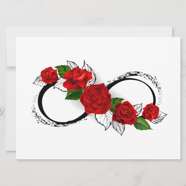Infinity Symbol with Red Roses Announcement (Front)