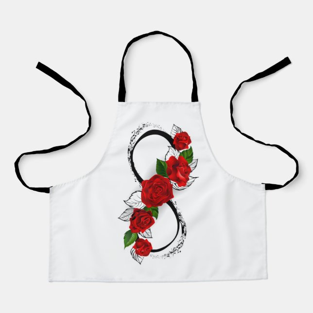 Infinity Symbol with Red Roses Apron (Front)