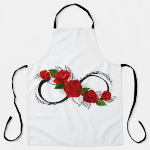 Infinity Symbol with Red Roses Apron