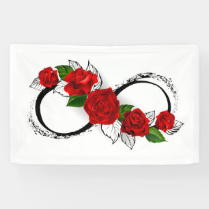 Infinity Symbol with Red Roses Banner
