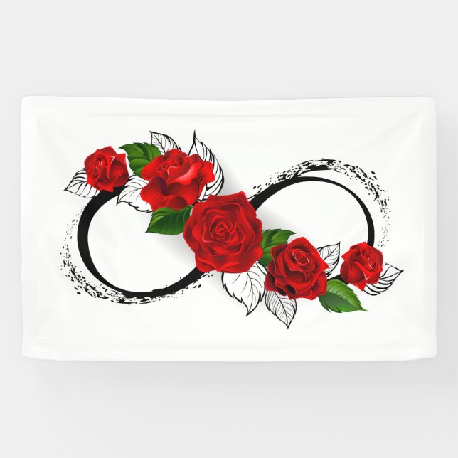 Infinity Symbol with Red Roses Banner (Horizontal)