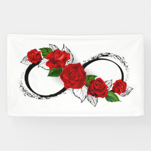 Infinity Symbol with Red Roses Banner