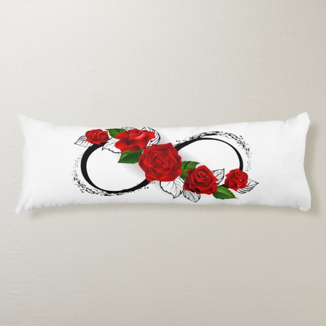 Infinity Symbol with Red Roses Body Cushion (Front)