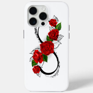 Infinity Symbol with Red Roses iPhone 15 Pro Max Case