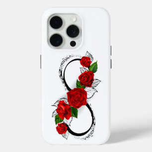Infinity Symbol with Red Roses iPhone 15 Pro Case