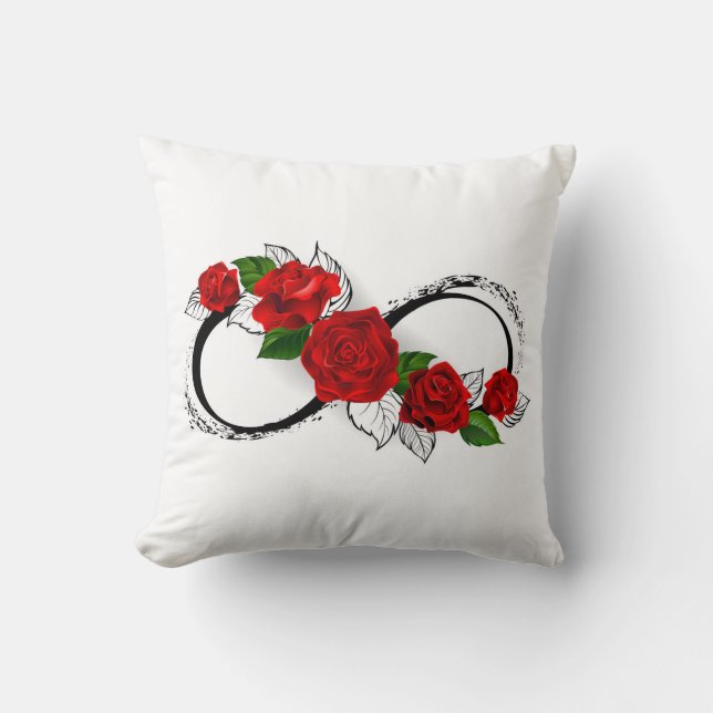 Infinity Symbol with Red Roses Cushion (Front)