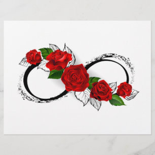 Infinity Symbol with Red Roses Custom Letterhead