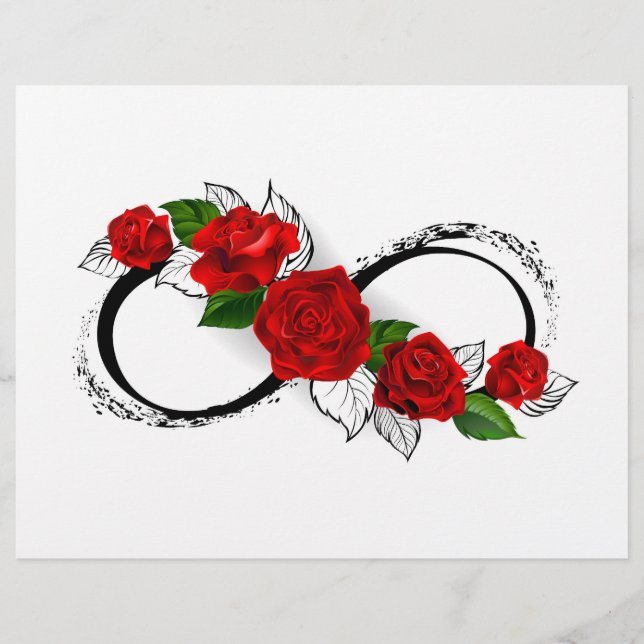 Infinity Symbol with Red Roses Custom Letterhead (Front)