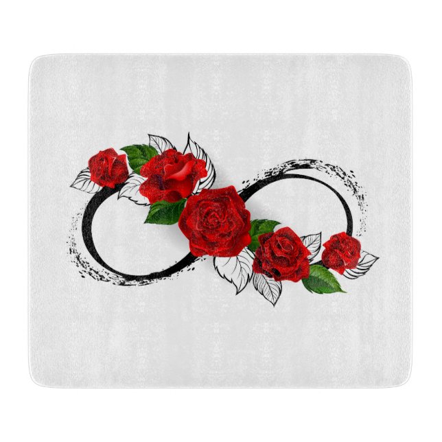 Infinity Symbol with Red Roses Cutting Board (Front)
