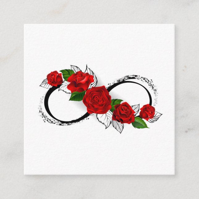 Infinity Symbol with Red Roses Enclosure Card (Front)