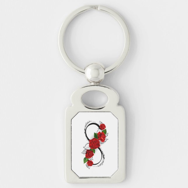 Infinity Symbol with Red Roses Key Ring (Front)