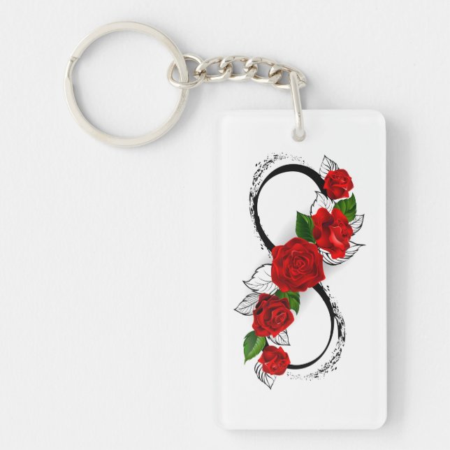 Infinity Symbol with Red Roses Key Ring (Front)