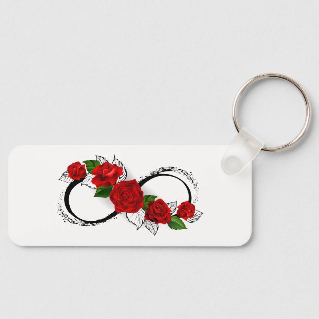 Infinity Symbol with Red Roses Key Ring (Front)