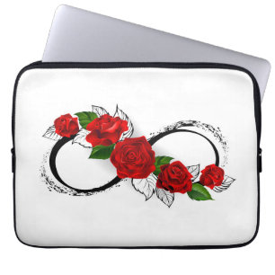 Infinity Symbol with Red Roses Laptop Sleeve
