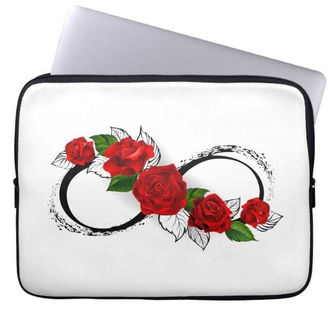 Infinity Symbol with Red Roses Laptop Sleeve (Front)
