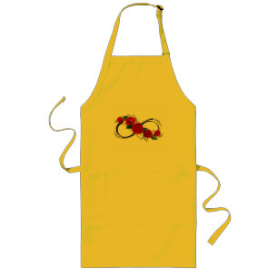 Infinity Symbol with Red Roses Long Apron