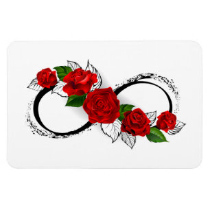 Infinity Symbol with Red Roses Magnet