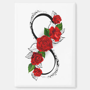 Infinity Symbol with Red Roses Magnet