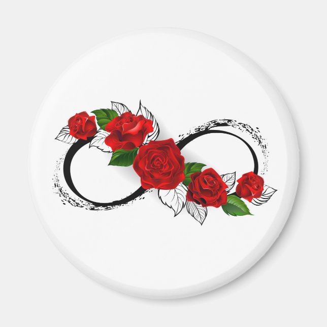 Infinity Symbol with Red Roses Magnet (Front)