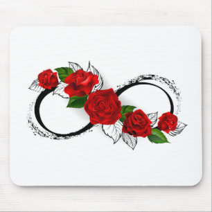 Infinity Symbol with Red Roses Mouse Pad