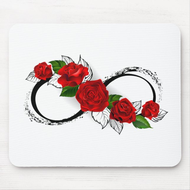 Infinity Symbol with Red Roses Mouse Pad (Front)
