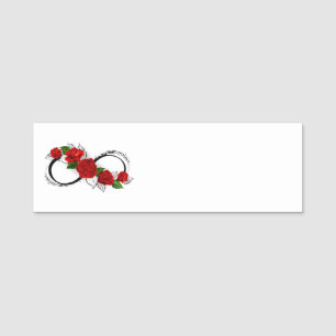 Infinity Symbol with Red Roses Name Tag