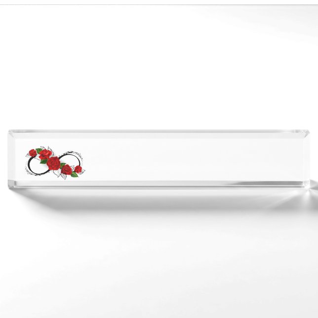 Infinity Symbol with Red Roses Nameplate (Front)