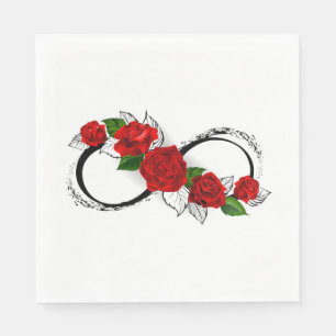 Infinity Symbol with Red Roses Napkin
