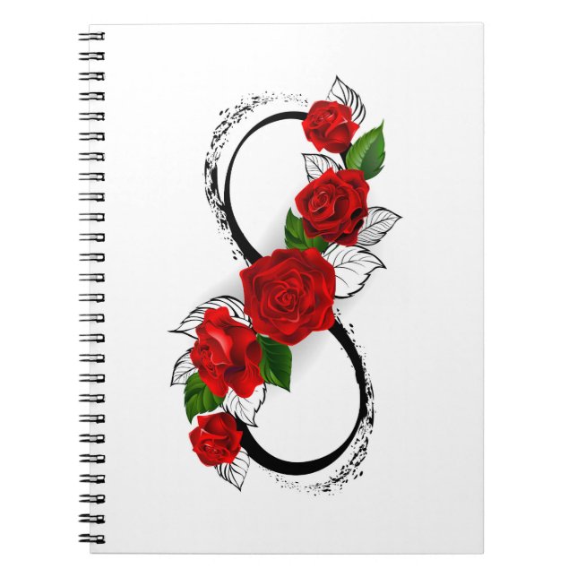 Infinity Symbol with Red Roses Notebook (Front)