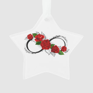 Infinity Symbol with Red Roses Ornament
