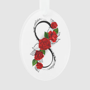 Infinity Symbol with Red Roses Ornament