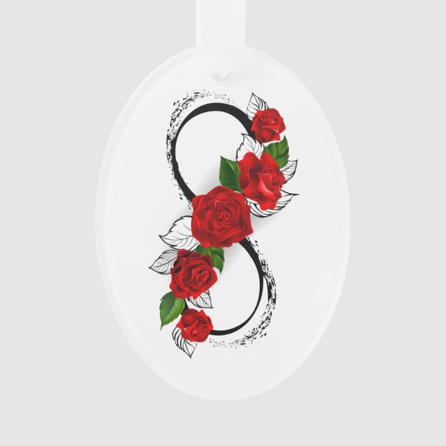 Infinity Symbol with Red Roses Ornament (Front)